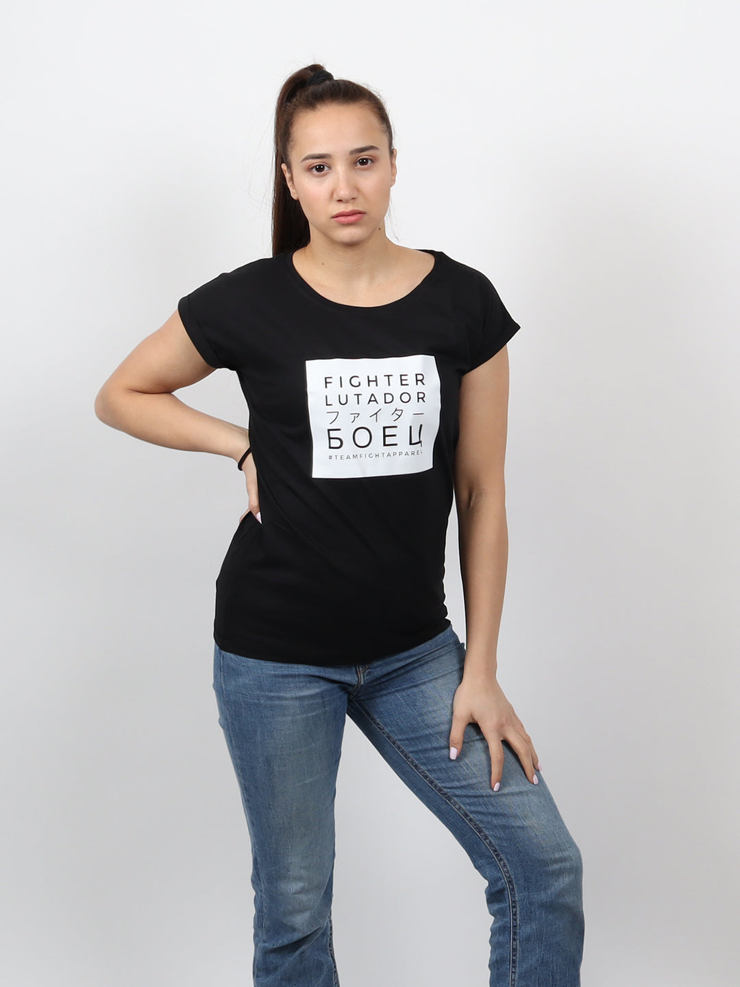 FIGHTER Big Logo – T-Shirt – Black- Women